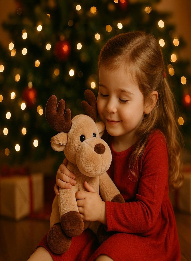 WEIGEDU Adorable Caribou Furry Reindeer Elk Moose Stuffed Animals Plush Toy for Kids Babies Boys Birthday Bedtime Decor, 13" Super Soft Brown - Image 2
